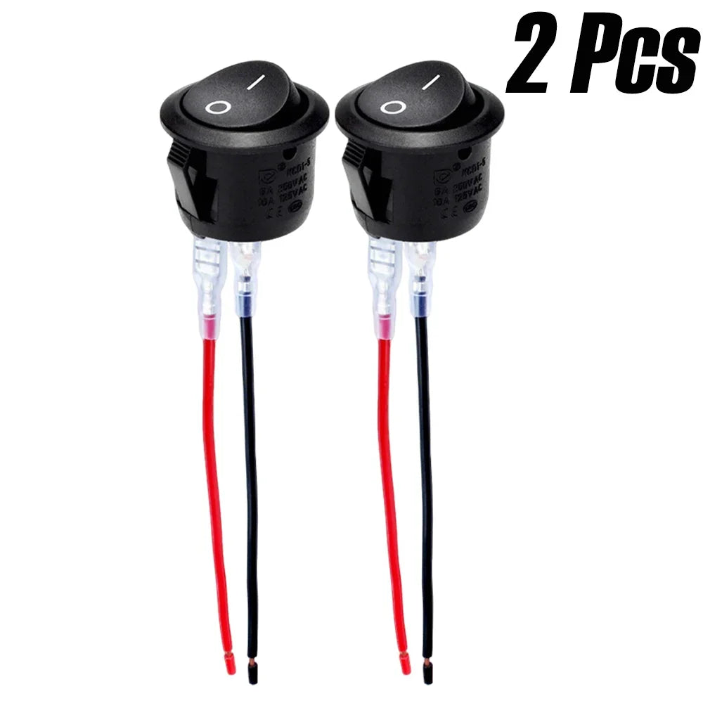 SPST Round Rocker Switch 20mm 12V DC 2-Pin ON/OFF Toggle