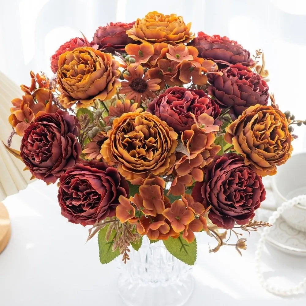 Silk Persian Peony Artificial Bouquet – 5 Heads Fake Flowers