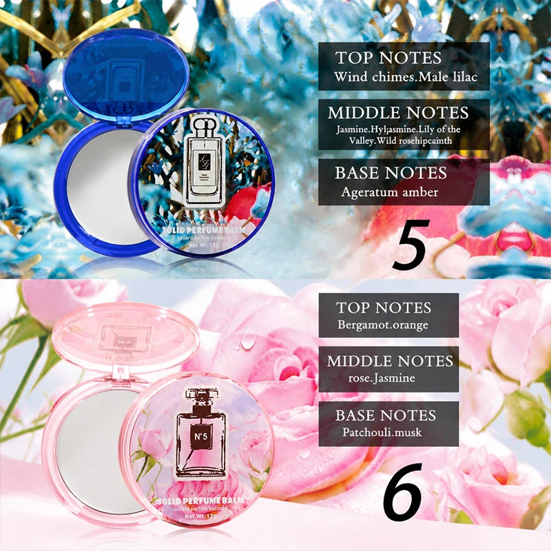 Solid Perfume Balm Set – 6 Scents Travel Pocket Fragrance