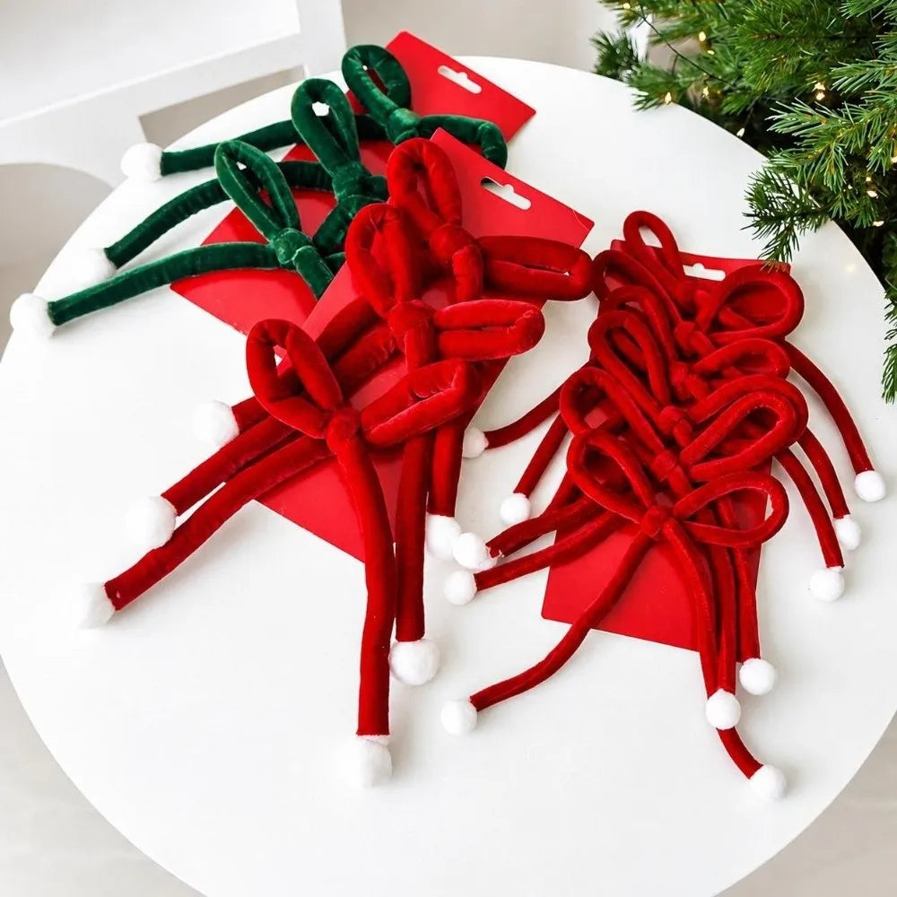 Velvet Christmas Tree Bows – Red & Green Wreath Ornaments 3/6pc