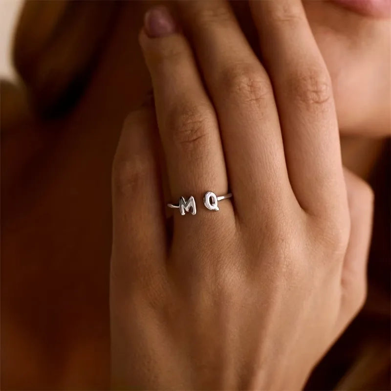 Personalized Bubble Font Name Ring – Custom Open Band for Women