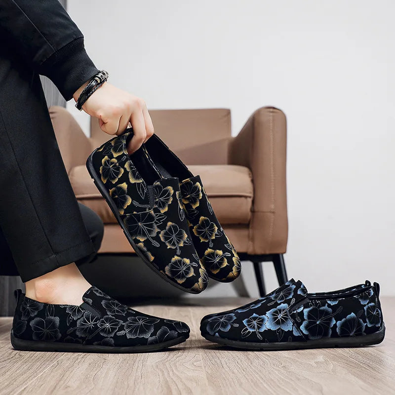 LEDP Men's Printed Slip-On Loafers – Lightweight Moccasins