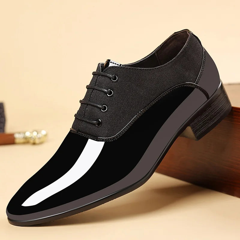 Men's Patent Leather Oxford Dress Shoes | Pointed Toe Formal