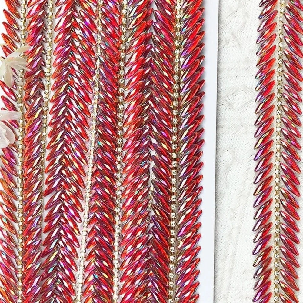 Iron-On Rhinestone Ribbon Trim – 1 Yard DIY Crystal Decor