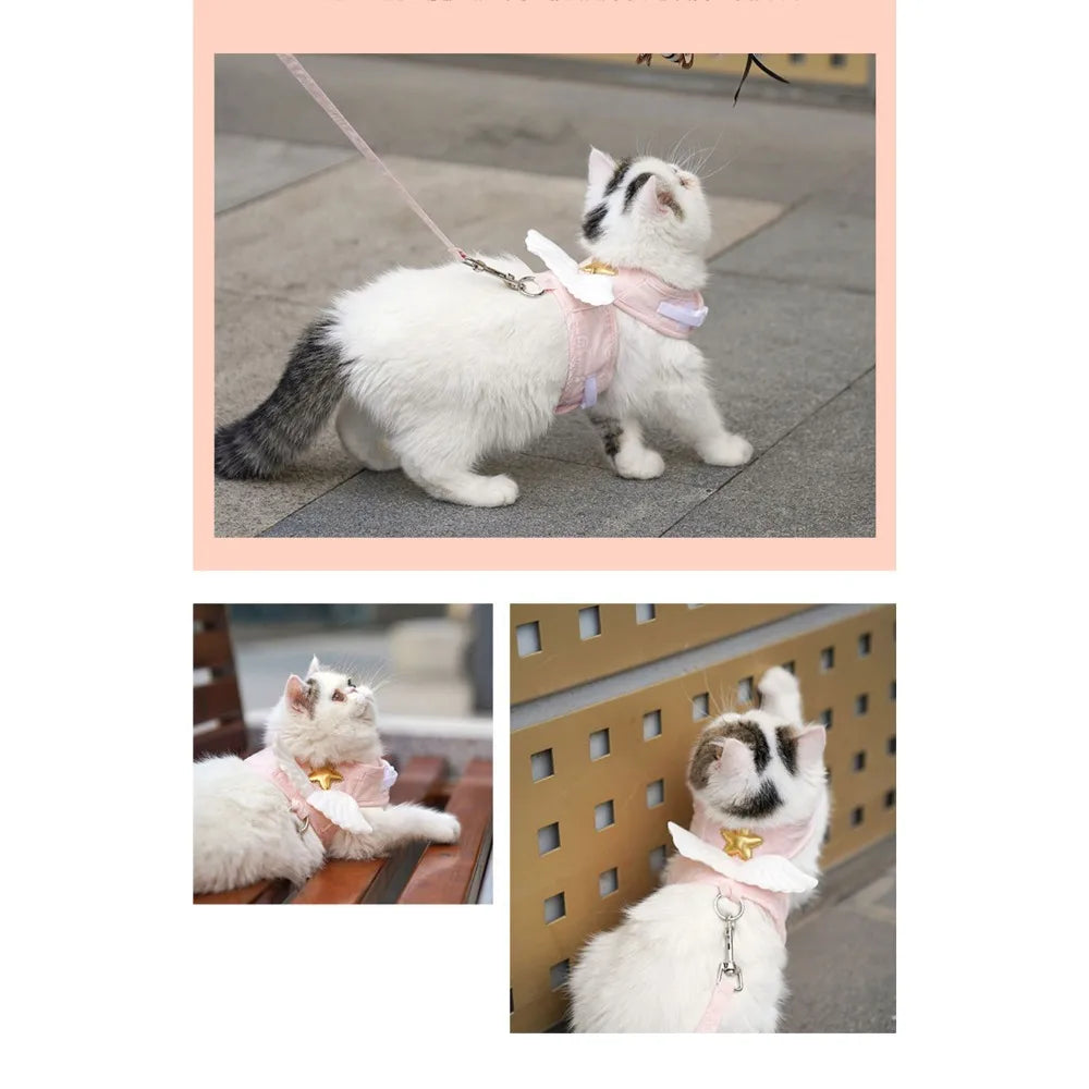 Angel Wings Cat Vest Harness & Leash – Adjustable, All Seasons