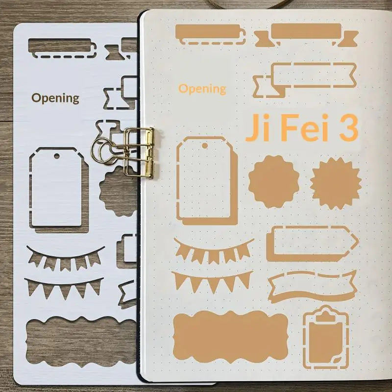 15-Piece Reusable Drawing Stencils for Journals & Scrapbooks