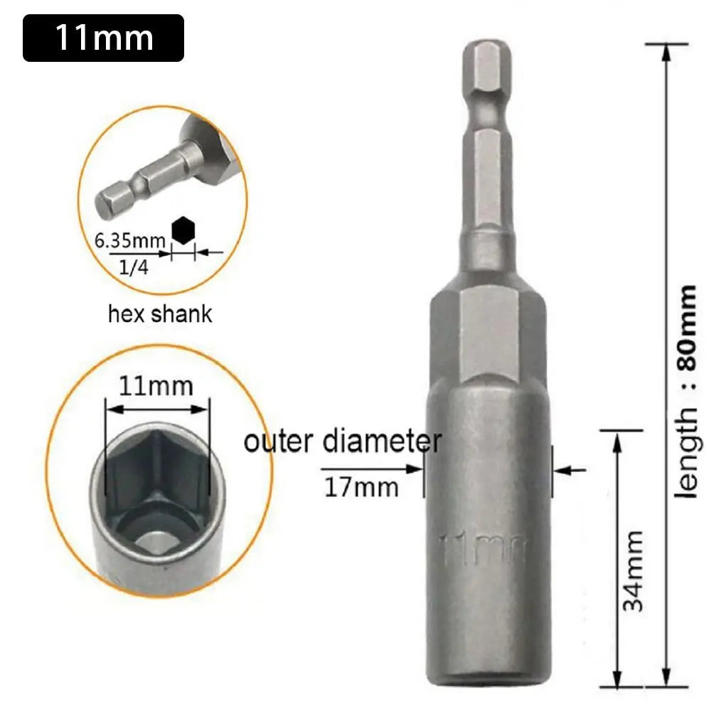 Magnetic Hex Nut Driver Drill Bit Adapter 1/4" – 5.5–19mm