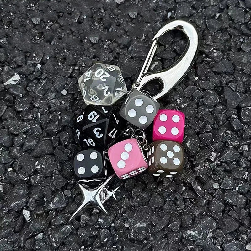 Vintage Irregular Dice Keychain Bag Charm & Phone Chain