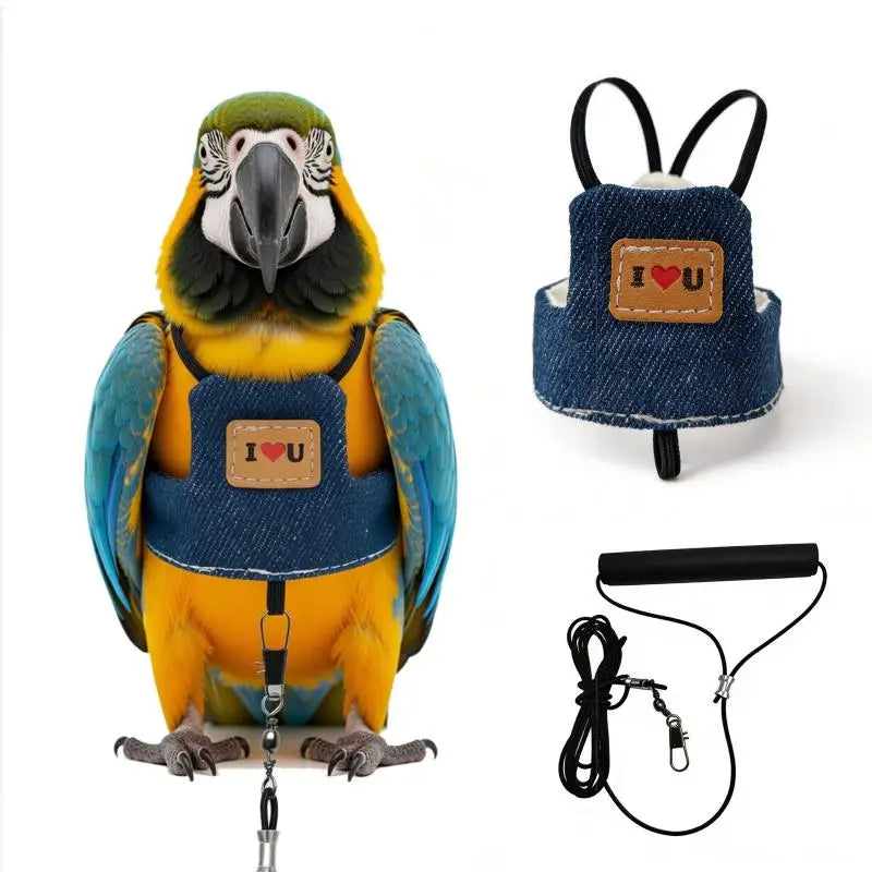 Cowboy Parrot Harness Vest & Leash – Small & Medium Birds