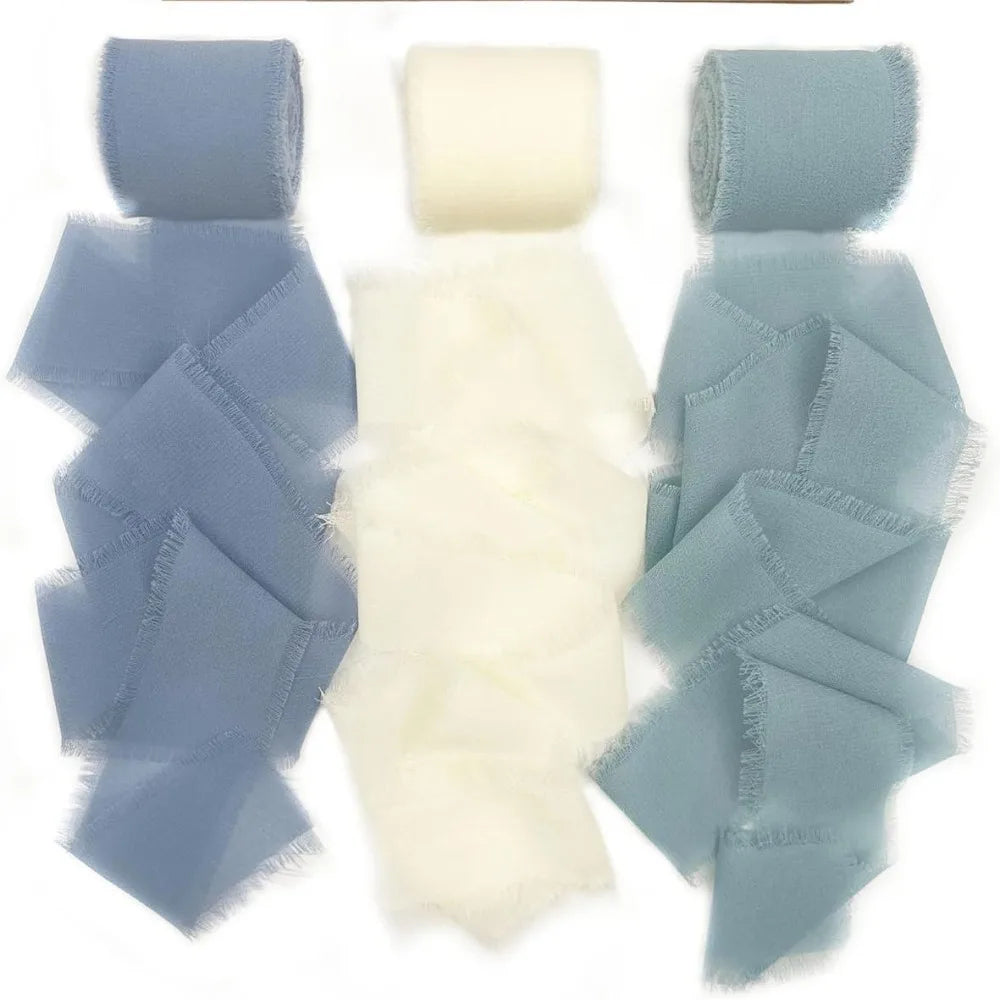 3-Roll Fringe Chiffon Ribbon – 5m DIY Wedding & Craft Décor