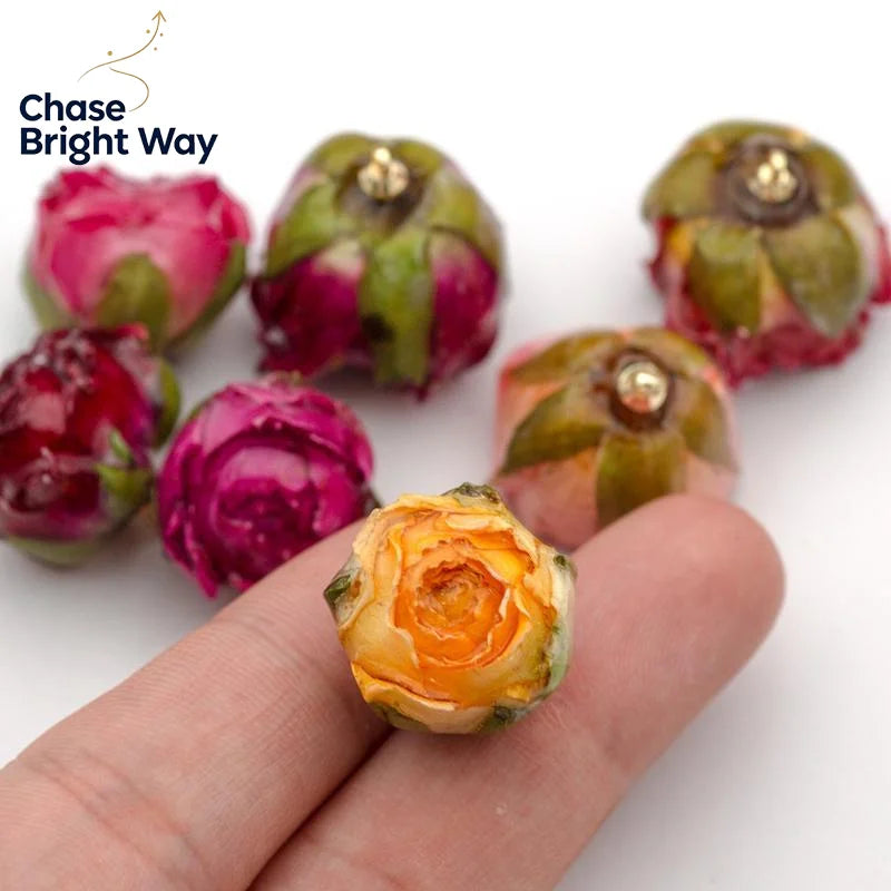 Real Preserved Rose Charms – 2 Pcs DIY Jewelry Making Set