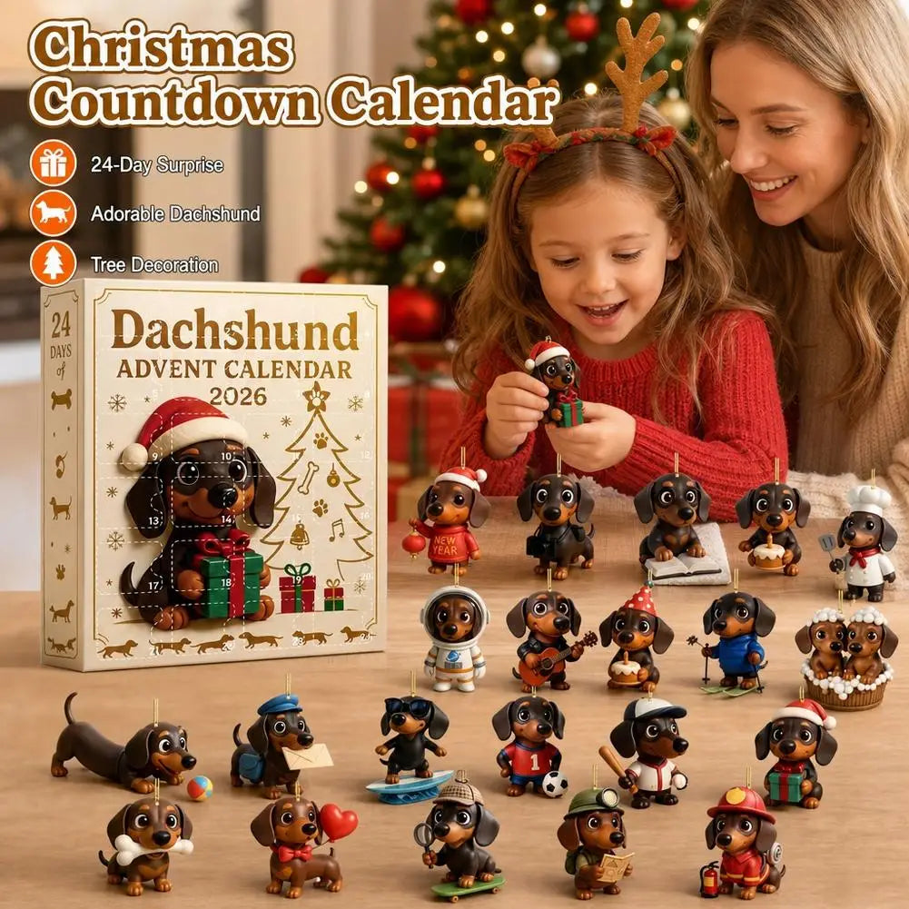 Dachshund Advent Calendar 2026 – 24 PVC Mini Dog Figurines