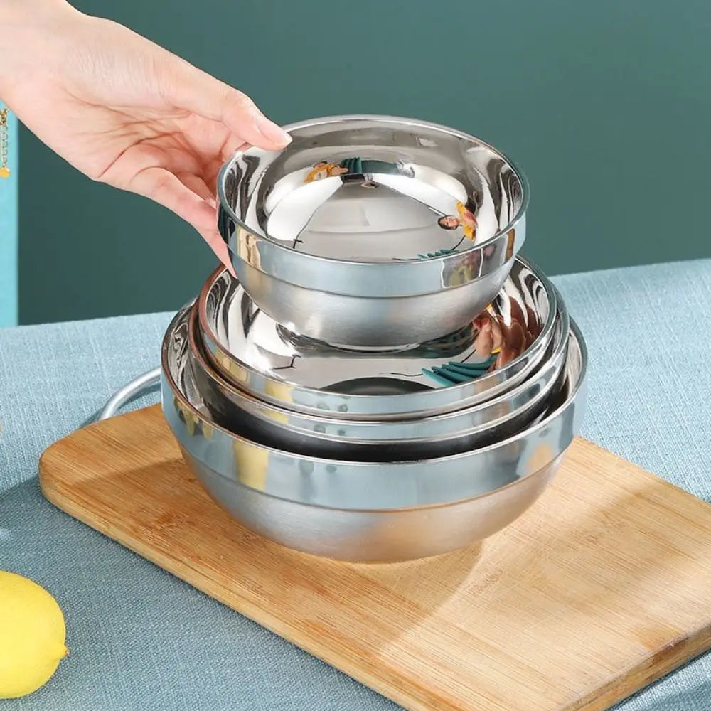 304 Stainless Steel Double-Wall Kids Bowl | Anti-Scald Soup Rice