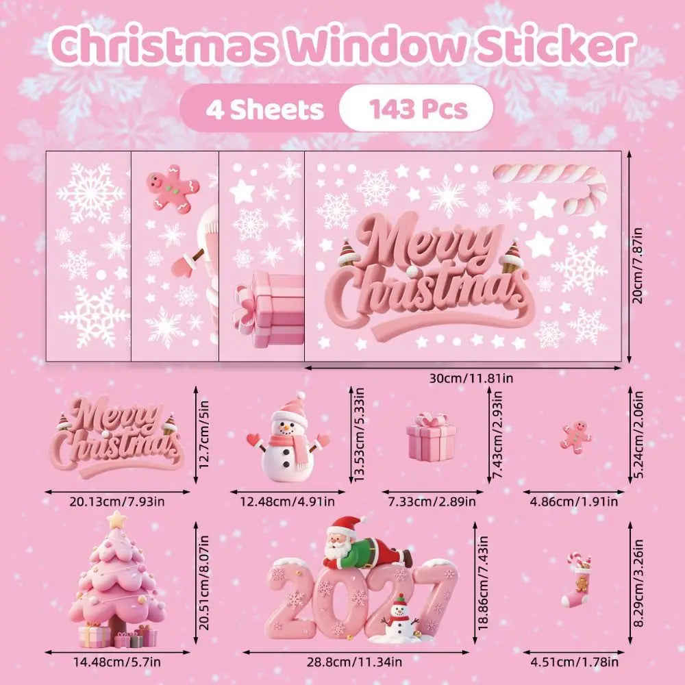 Christmas Static Window Clings – Santa & Snowman Decals 4-Sheet
