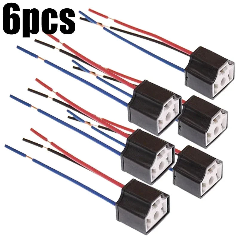 H4 Ceramic Headlight Bulb Socket 3-Hole Wiring Plug – 2 Pack