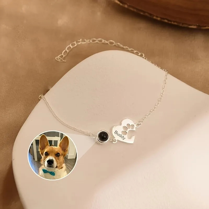 Personalized Pet Photo Projection Bracelet | Custom Paw Name