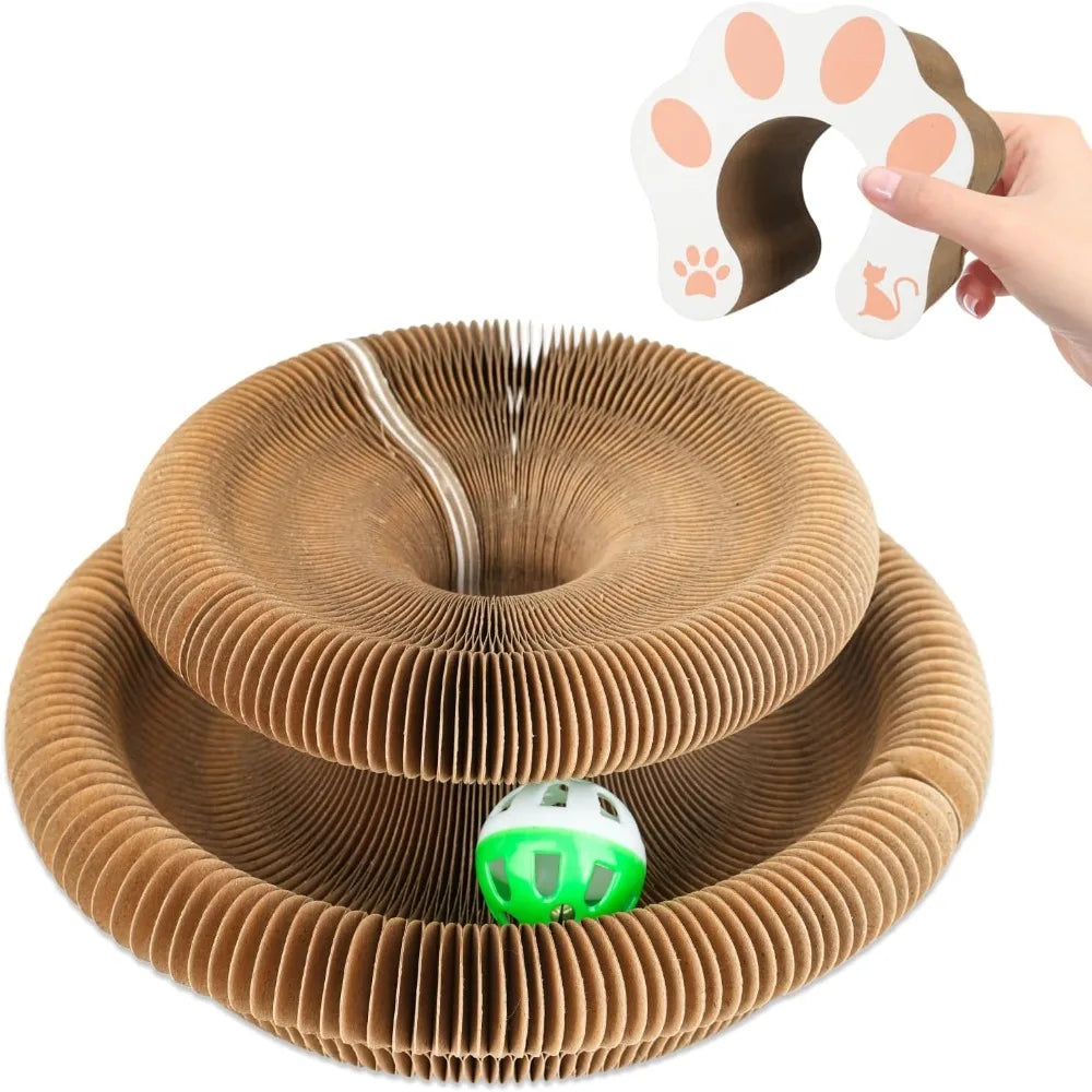 Kitty Kurlz Accordion Cat Toy – Scratch Pad & Bell Balls