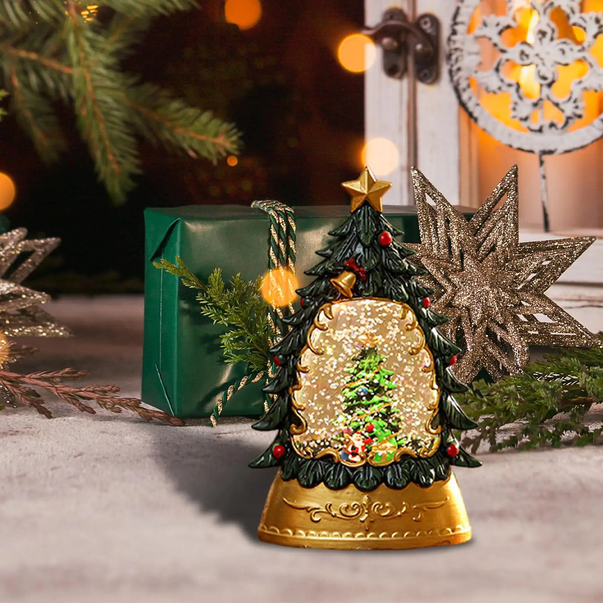 Christmas Snow Globe Light – Tree Scene Lantern Decoration