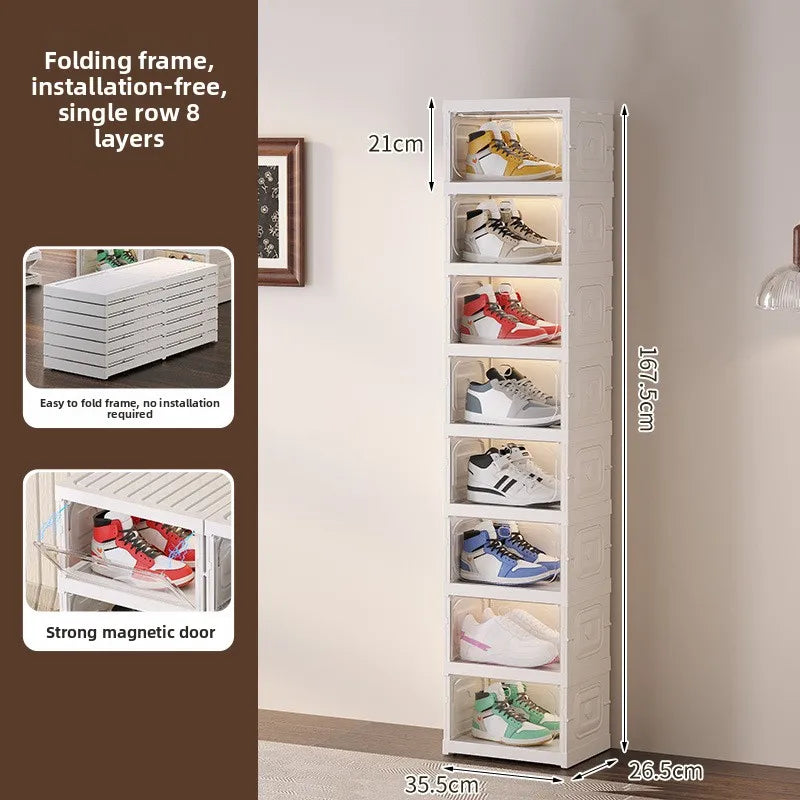 Multi-Tier Clear Shoe Rack | Dust-Proof Transparent Cabinet