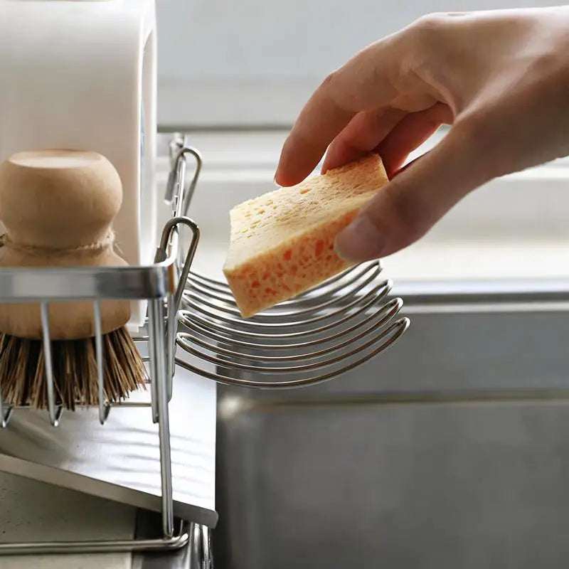 Wall-Mount Stainless Steel Sink Basket & Sponge Holder