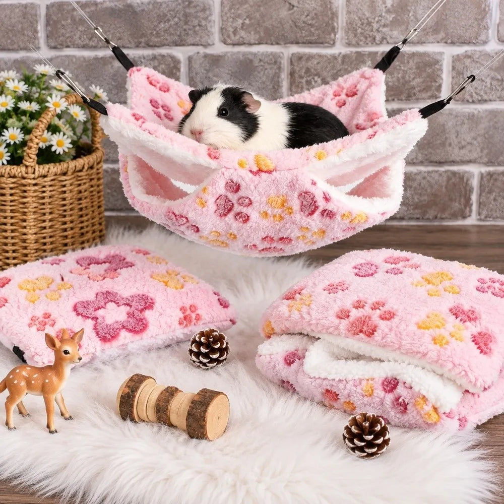 Double-Layer Plush Hamster Hammock – Warm Hanging Cage Bed