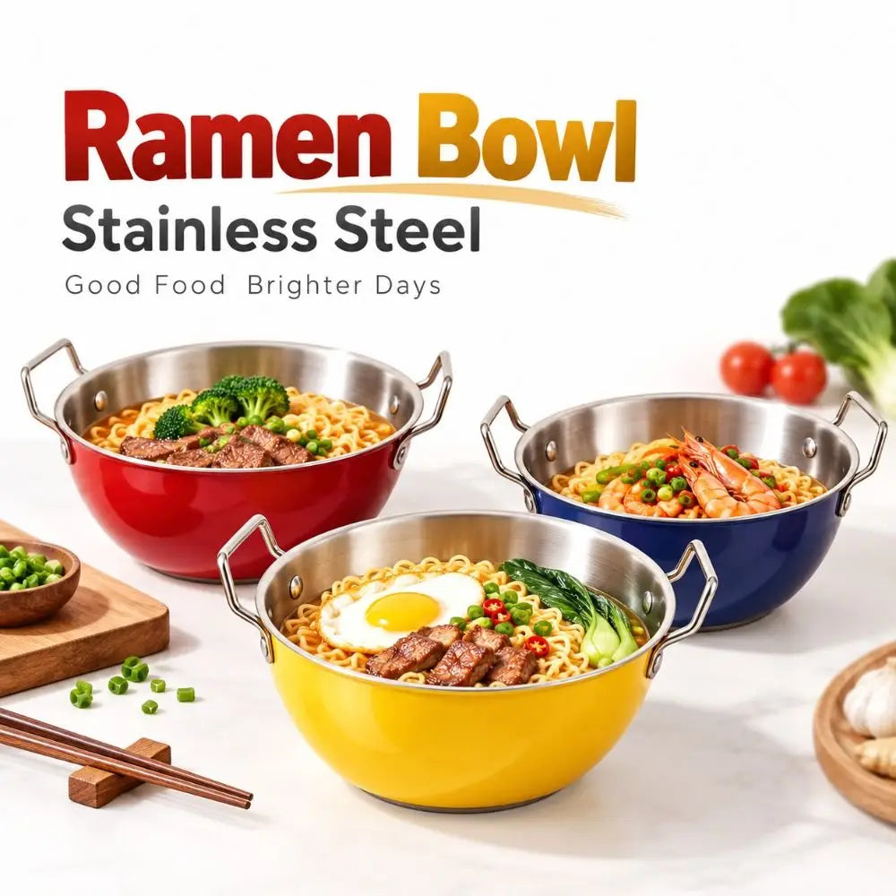 Stainless Steel Ramen Bowl | Double Ear Handles | 17cm