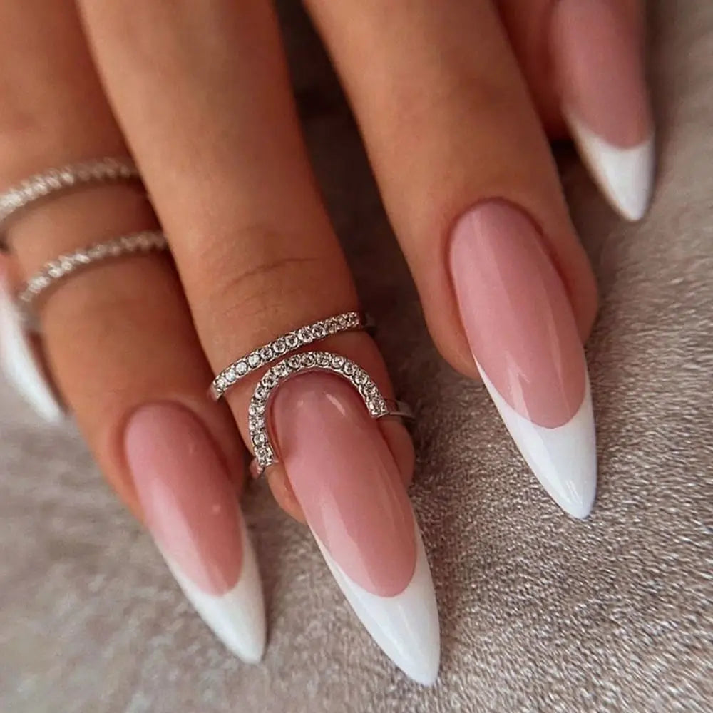 Long Stiletto Press-On Nails – French Aurora Heart Tips 24pc