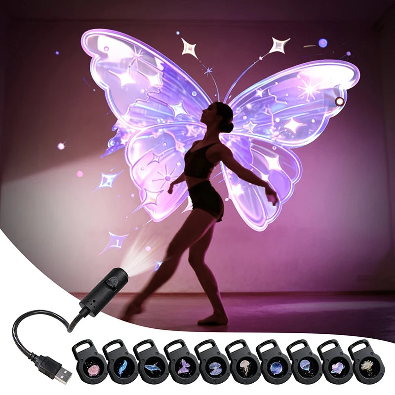 USB LED Projection Night Light – 10 Pattern Rotating Projector