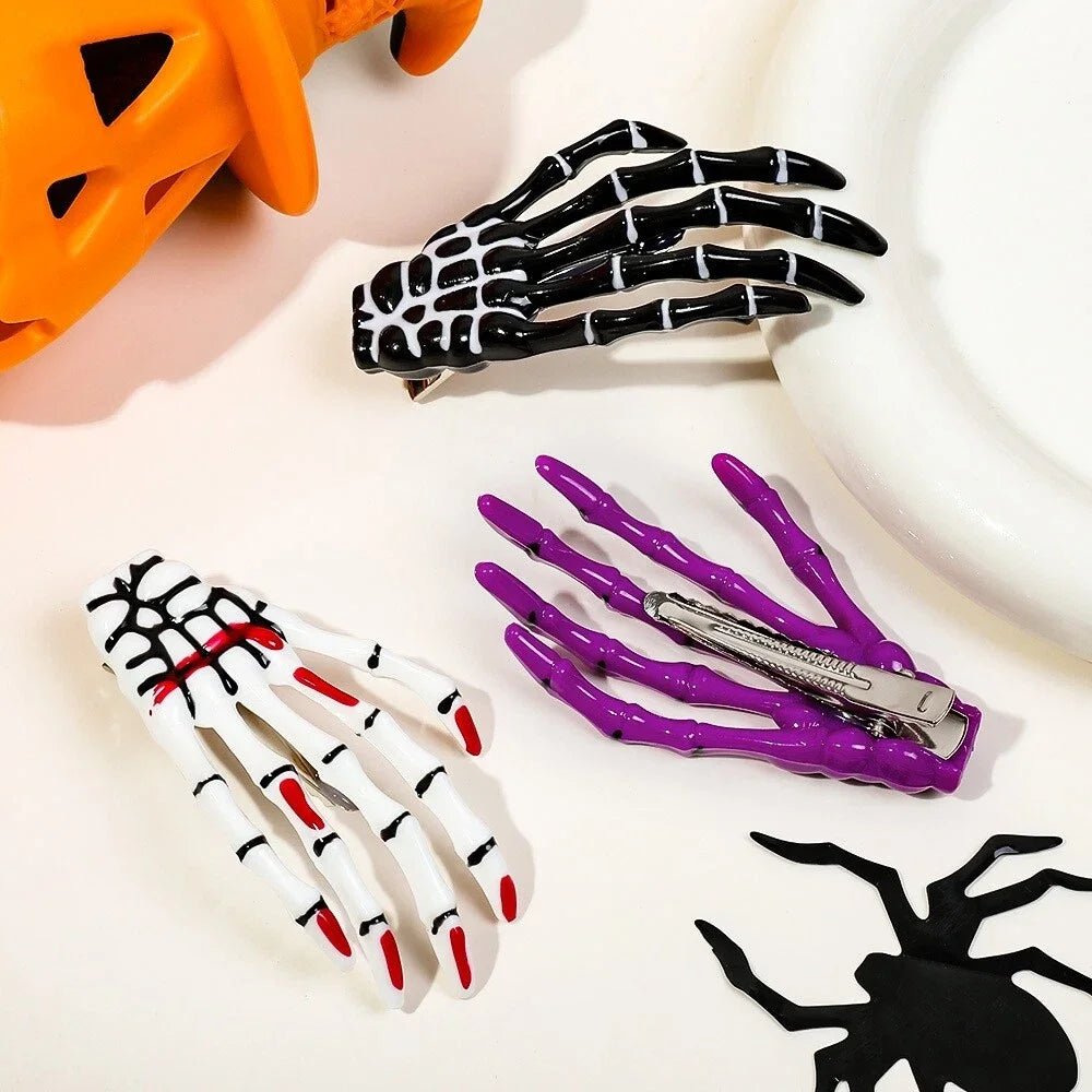 Halloween Skeleton Claw Hair Clip – Skull Punk Rock Hairpin