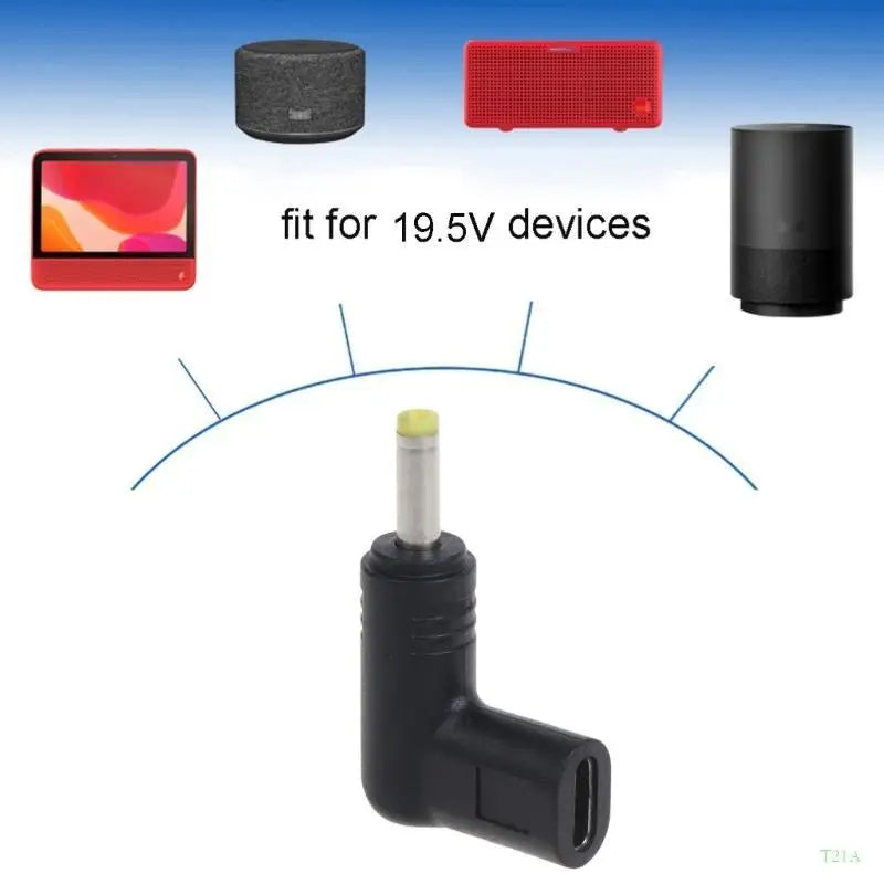 USB-C to DC Barrel Connector Adapter – 6 Tip Sizes, 90° Angled