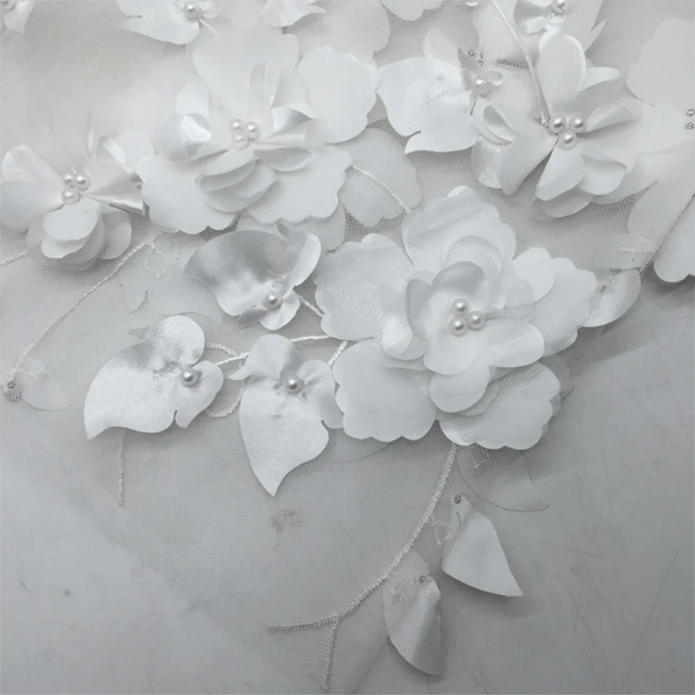 3D Flower Lace Fabric Bead Embroidery – 140cm x 1 Yard