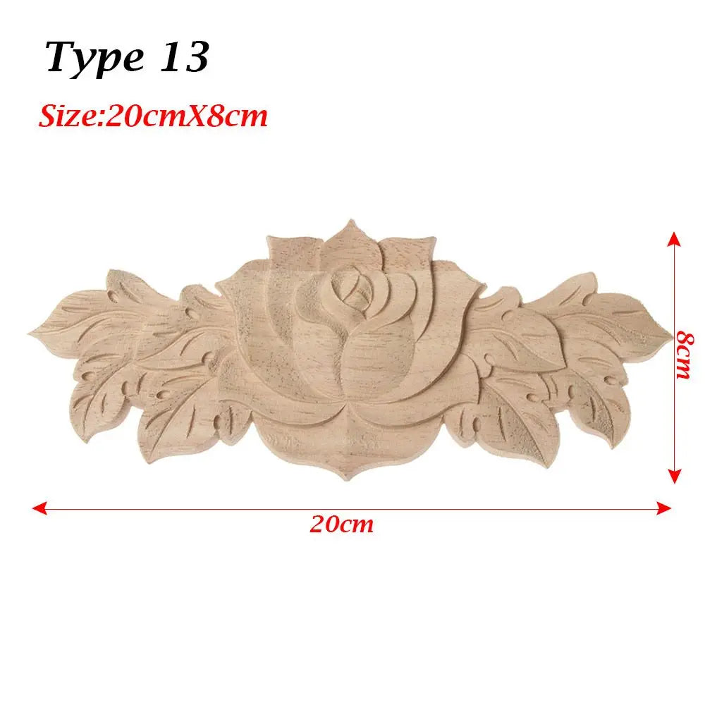 Wood Carved Rose Flower Applique – DIY Furniture & Home Decor