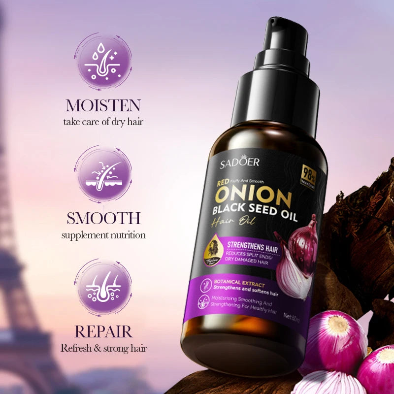 SADOER Onion Black Seed Hair Oil Scalp Roll-On Treatment