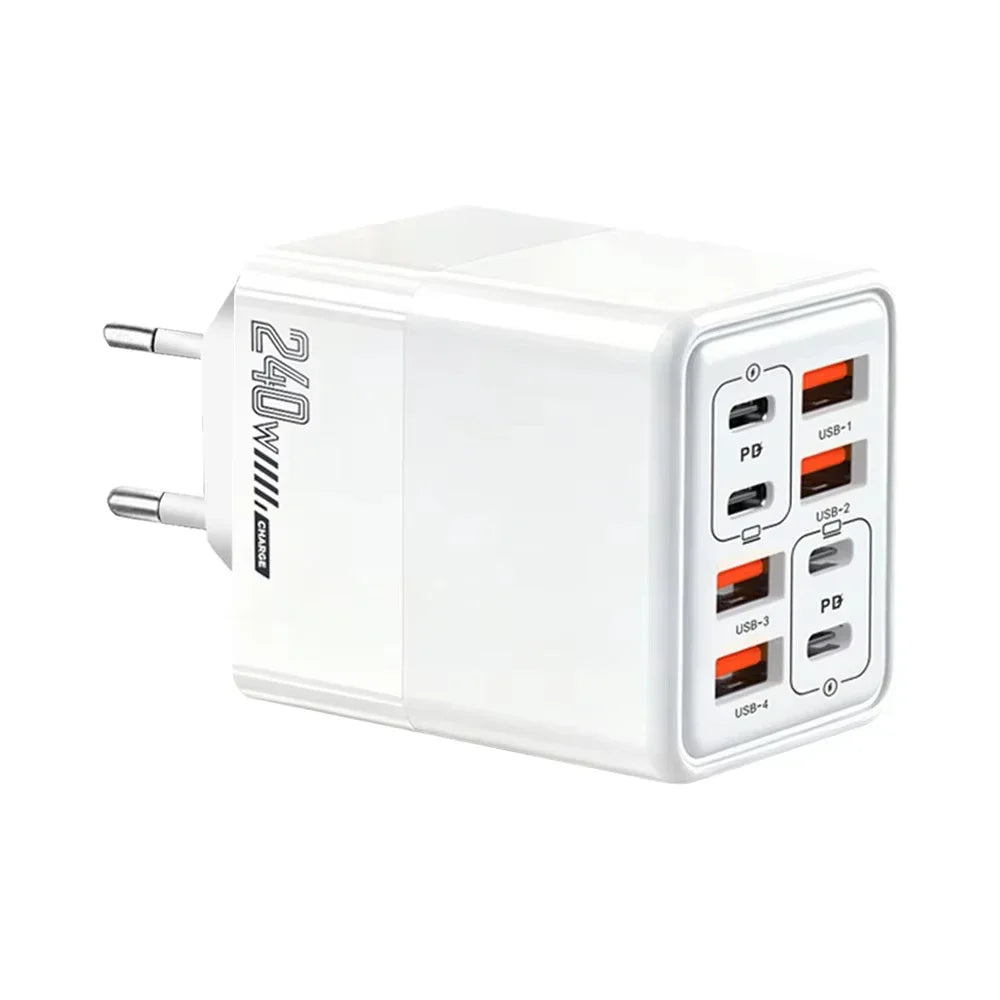8-in-1 240W USB-C Fast Wall Charger – 4PD + 4USB Ports