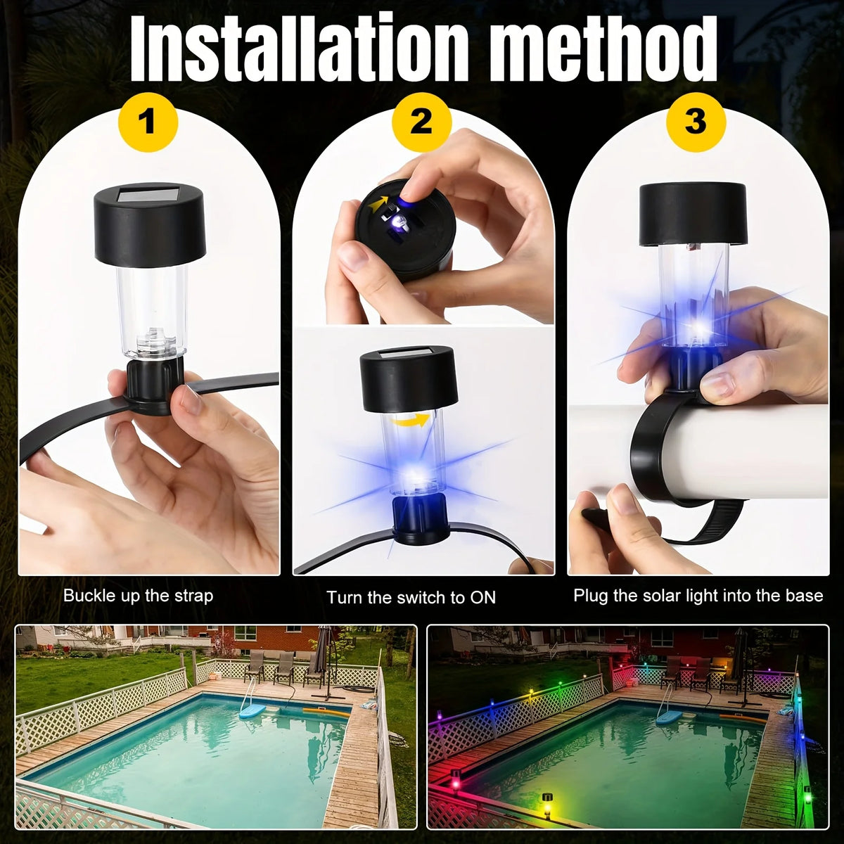 Solar Pool Fence Lights – Waterproof LED Lamps (1–12 Pack)