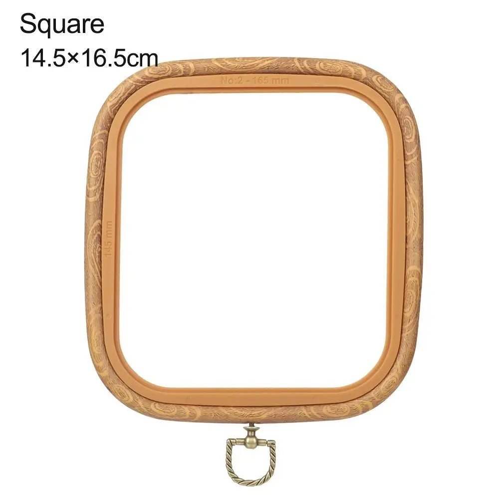 Wood Grain Plastic Embroidery Hoop – Multi-Shape DIY Frame