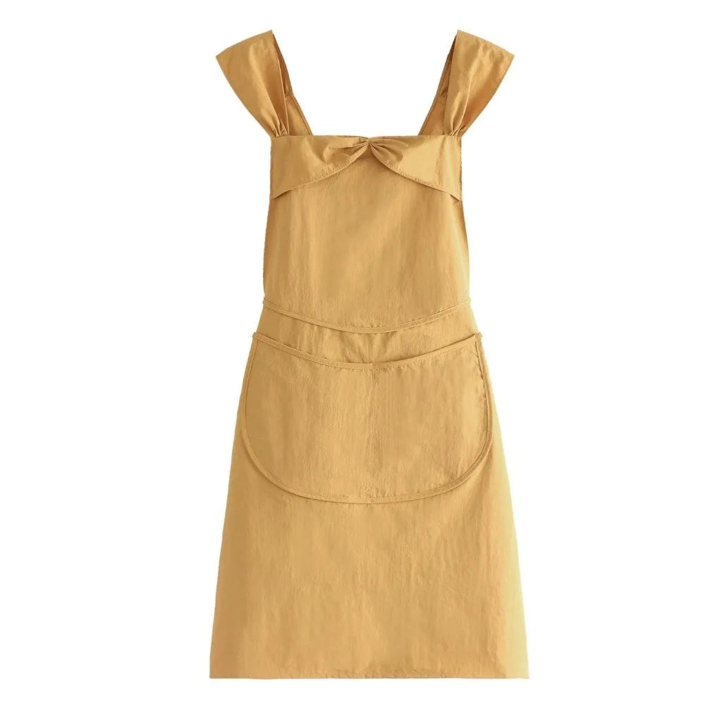 Women's Bow Strap Water-Resistant Kitchen Apron | Large Pockets