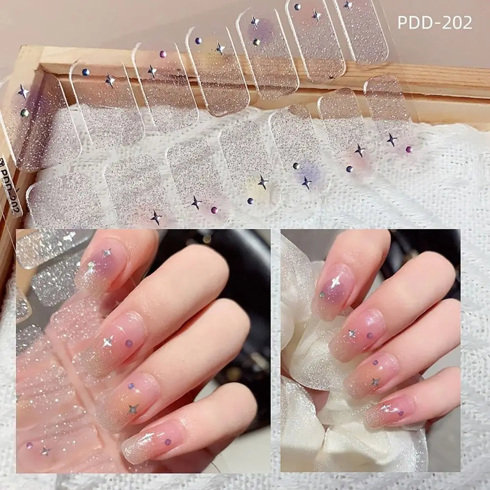 Semi-Cured Gel Nail Stickers – 14 Floral Full Cover Strips