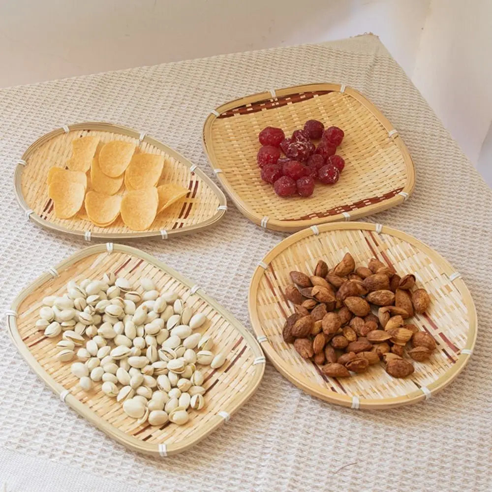 Handwoven Bamboo Basket – Bread, Fruit & Snack Serving Tray