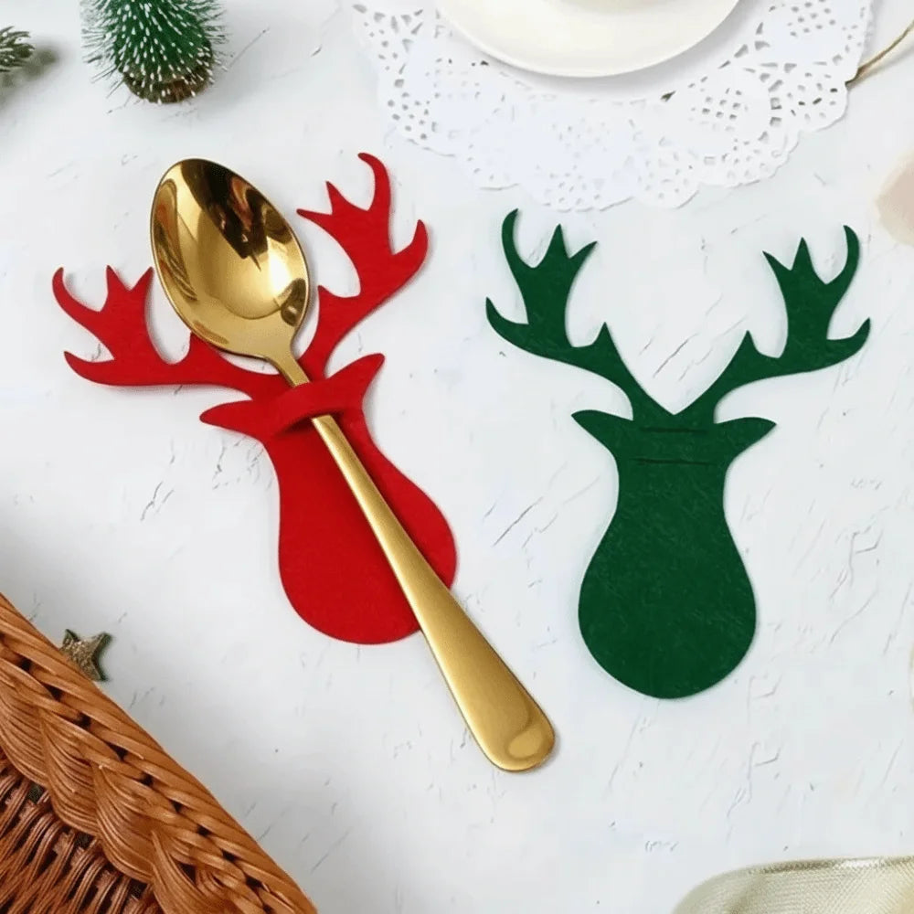 Christmas Felt Cutlery Holders – Tree & Reindeer, 12-Pack