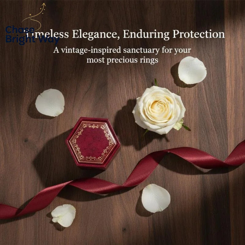 Vintage Hexagonal Mini Ring Box – Printed Jewelry Gift Box