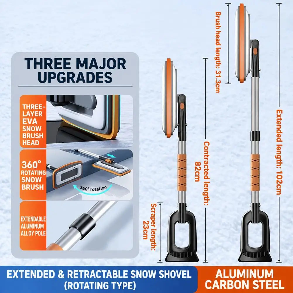 Telescopic Snow Brush & Rotating Ice Scraper – Aluminum Alloy