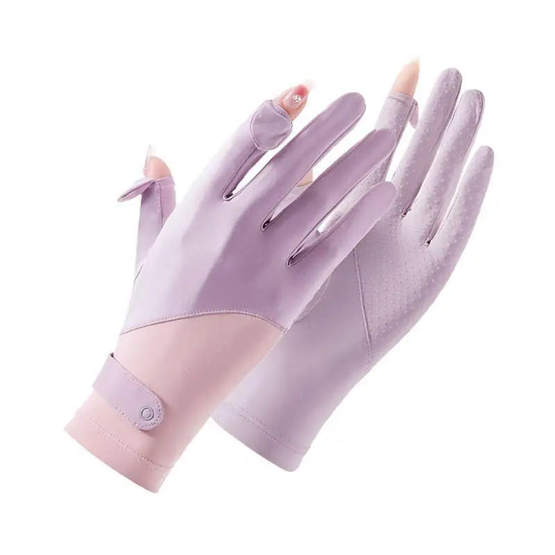 Women's UV Ice Silk Long Driving Gloves – Touchscreen Anti-Slip