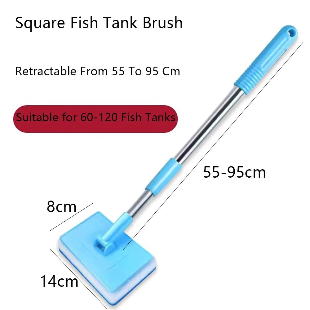 Double-Sided Aquarium Cleaning Brush – Long Handle Tank Scrubber