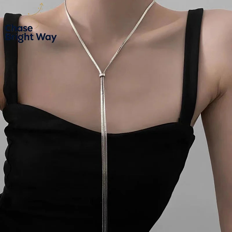 Long Snake Chain Tassel Necklace – Hip Hop Sweater Chain