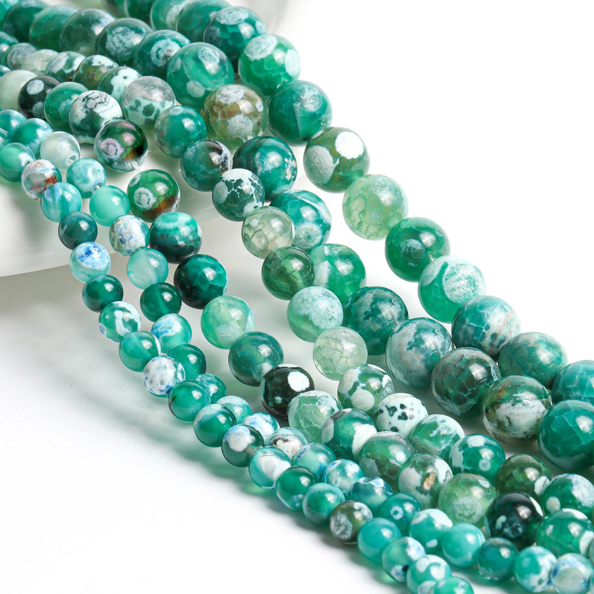 Sky Blue Fire Agate Round Beads 6/8/10mm – DIY Jewelry Strand