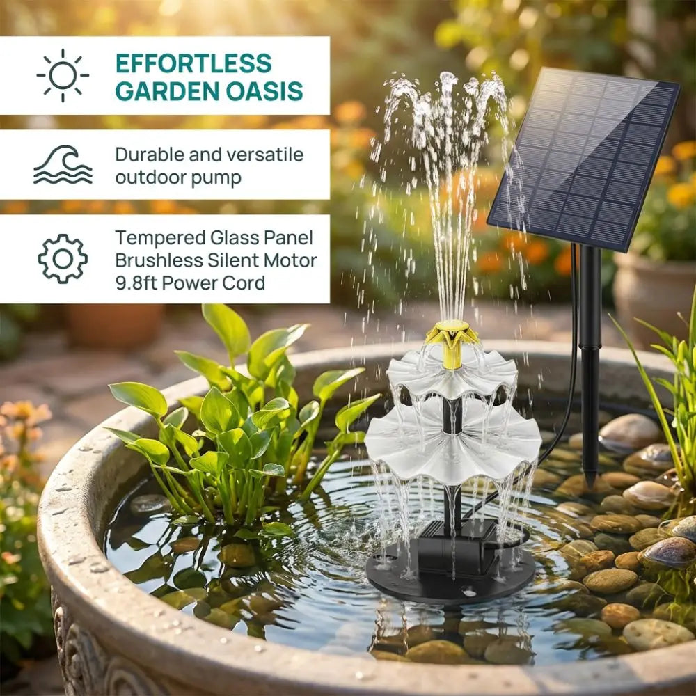 Solar Fountain Pump Kit – Adjustable Spray Heads, 160L/h