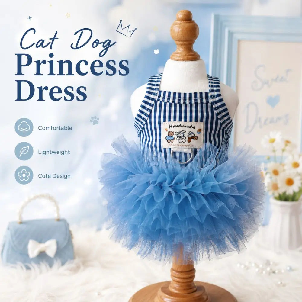 Tulle Striped Pet Princess Dress – Summer Dog & Cat Dress XS–XXL