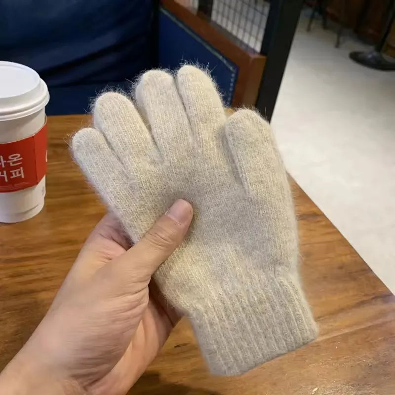 Women's Soft Cashmere Knit Winter Gloves – Warm Windproof Mittens