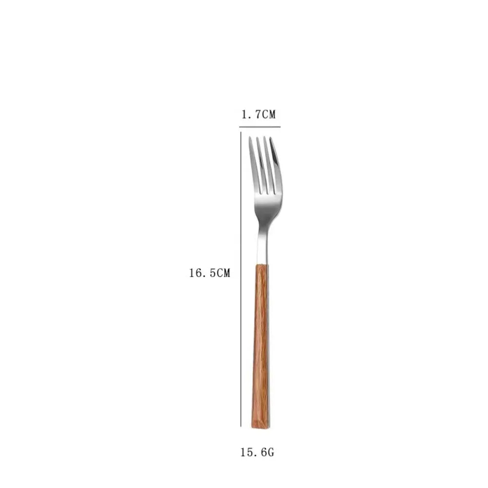 Wood Grain Stainless Steel Cutlery Set – Spoon Fork Knife